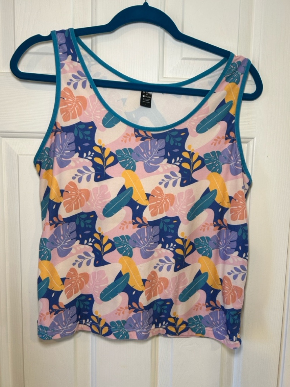 POP Fit Pajama Set Tropical Leaf Tank Top and Sleep Shorts with Pockets Large - Picture 8 of 10